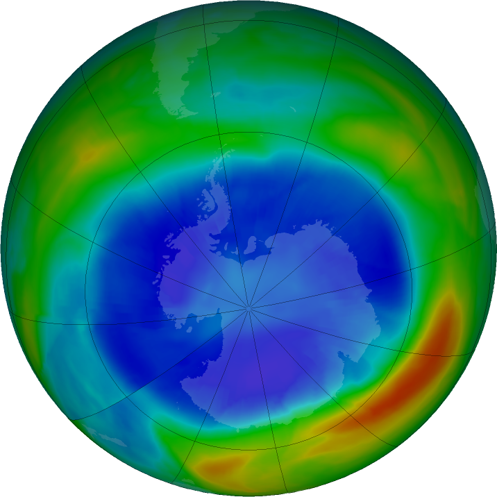 Antarctic ozone map for 03 September 2021